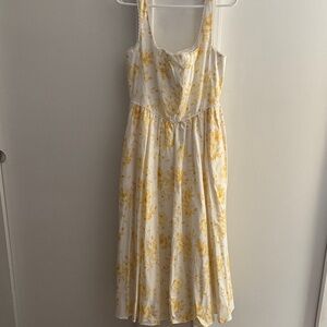 Wayf Lace-Trimmed Cream Dress